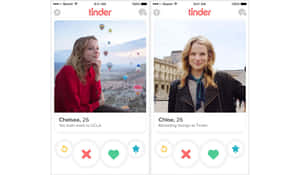 兩個Tinder用戶個人資料，以風景如畫的戶外環境為背景的女性。
