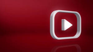 YouTube播放按鈕圖示在紅色背景上帶有倒影