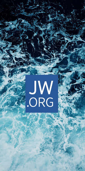 帶有白色泡沫和居中藍色JW.ORG標誌的海浪。 — 日式波浪 壁紙