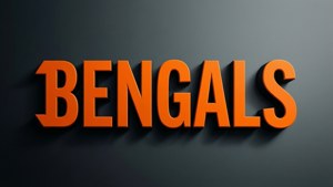 深灰色背景上帶有陰影的橙色3D bengals文字