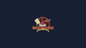 Krusty Krab Pizza 標誌，蟹揸住薄餅同鑊鏟。