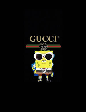 海綿寶寶戴Gucci太陽眼鏡和腰帶，上方有Gucci標誌。 — 海綿寶寶 meme GIF 壁紙