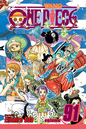 《One Piece》漫畫第91卷封面，主要角色擺出動作姿勢。