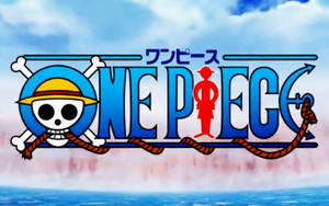 One Piece 動畫標誌，骷髏頭和草帽海盜在天空和海洋之上