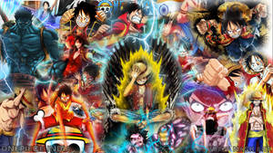 One Piece動漫角色擺出動作姿勢，帶有閃電和能量效果。 — 動漫 壁紙
