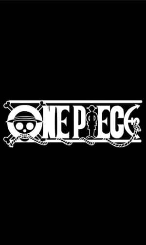 黑色背景上帶有骷髏和繩索的One Piece動畫標誌。
