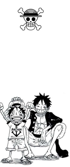 兩個微笑的動漫小孩，上方有海盜骷髏標誌。