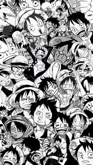 One Piece角色的漫畫拼貼畫，表情和姿勢多樣。 — 海賊王 壁紙