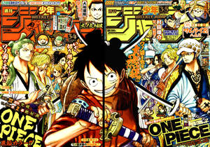 ONE PIECE漫畫封面，路飛和船員以大膽動漫風格呈現。