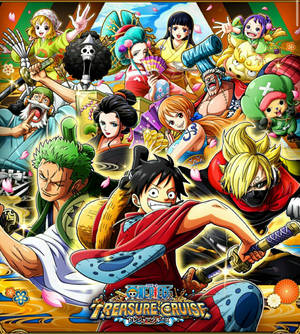 《One Piece Treasure Cruise》動漫角色以櫻花為背景擺出動感姿勢。