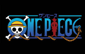 One Piece 動畫標誌，黑色背景上的骷髏頭草帽和紅色剪影。 — 海賊王 壁紙