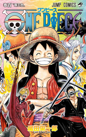 One Piece漫畫封面， featuring 路飛和船員們以動作姿勢呈現。