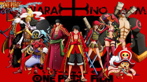 《One Piece》動漫團隊在粗體文字襯托下的大膽紅色背景 — 電影 壁紙