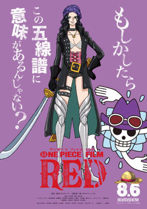 《ONE PIECE FILM RED》的動漫電影海報， featuring 一位女海盜和骷髏吉祥物。 — 海賊王 壁紙