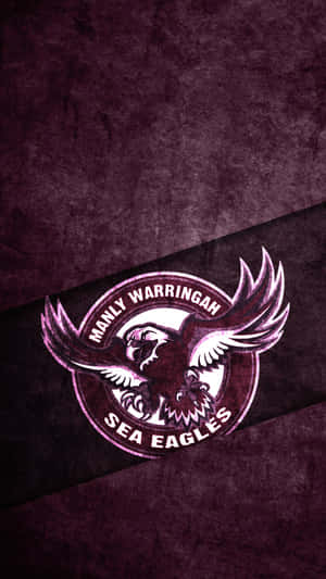 Manly Warringah Sea Eagles 欖球隊標誌，位於紫色紋理背景上。