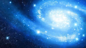 一個在深空中充滿明亮恆星的發光藍色螺旋星系。 — 型格藍色動態 壁紙