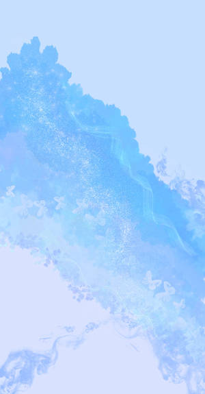 抽象藍色水彩，蝴蝶和光芒沿對角線流動。