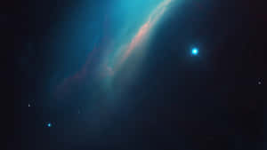 深空中帶有明亮星星的充滿活力的青綠色和粉紅色星雲。 — 太空 壁紙