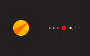 太陽系的極簡數位插圖，幾何行星繞太陽運行。