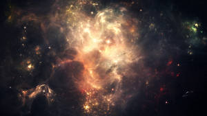 深空中帶有發光雲彩和星星的彩色星雲。