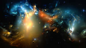 色彩繽紛的宇宙星雲，有旋轉的氣體和遙遠的恆星。