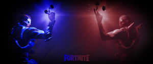 兩個Fortnite角色在戰鬥中，發光的拳頭和多彩的光效。