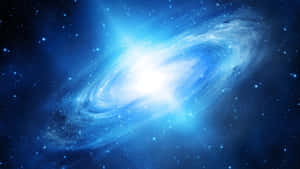 一個在深空中充滿星星的發光藍色螺旋星系。 — 美學 壁紙