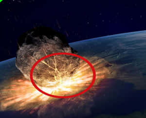 小行星在夜間地球大氣層中爆炸，留下火熱的痕跡。