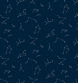 深藍色背景上的星座圖案，帶有白色星星和連接點。 — 月色夜空 壁紙