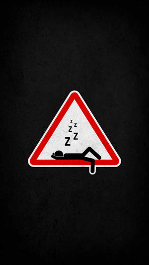 深色背景上道路警告標誌中的熟睡人物圖標