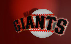 3D Giants 棒球標誌，帶有紅色縫線，背景為紅色 — 藝術 壁紙