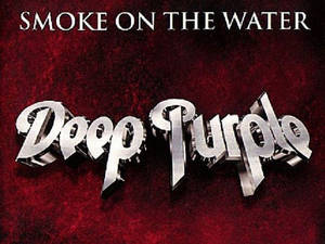 Deep Purple《Smoke on the Water》專輯封面，紅色背景上帶有金屬字體。 — 淺紫色動態圖片 壁紙