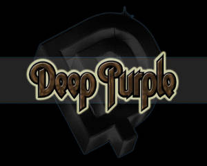 Deep Purple 樂隊標誌，在深色六邊形盾牌上帶有發光的金色文字。 — 深紫色美學 GIF 壁紙