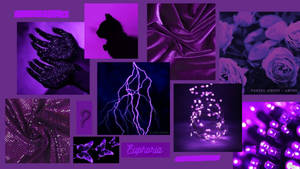 紫色主題拼貼畫，帶有閃爍的雙手、閃電、玫瑰和蝴蝶。