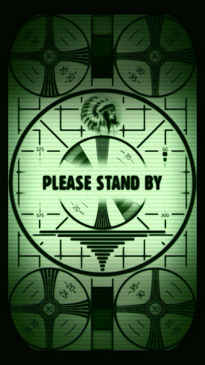 帶有美洲原住民酋長剪影和 'PLEASE STAND BY' 文字的雷達屏幕。