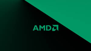 AMD標誌居中於分割的綠色和黑色背景上。 — 簡約 壁紙