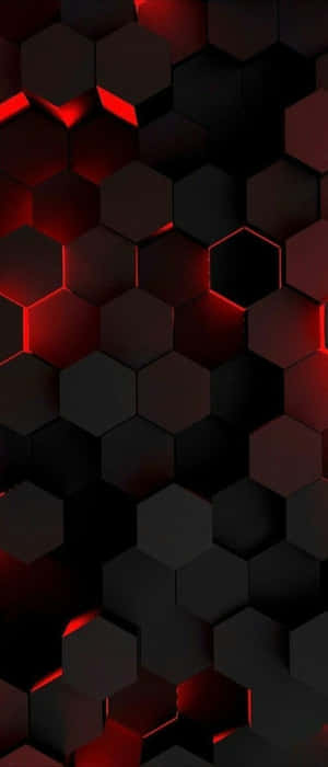 深色六邊形圖案，帶有發光的紅色邊緣和深邃陰影。 — Xiaomi 壁紙