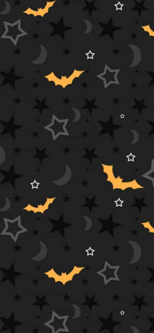 萬聖節牆紙，深色背景上有蝙蝠、星星和月亮 — 恐怖萬聖節 壁紙