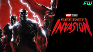 Marvel《Secret Invasion》海報中眼睛發光、帶紅色閃電的外星入侵者。 — 漫威超級英雄 壁紙