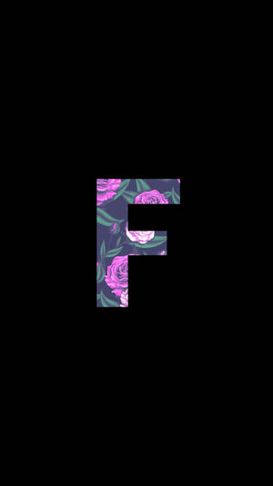 黑色背景上的花卉圖案字母F