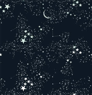 黑暗背景上的星星和彎月的天體圖案。 — 月色夜空 壁紙