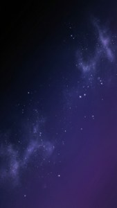 一個繁星點點的夜空，紫色和藍色的星雲柔和地發光。