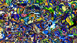 動態抽象數位藝術，帶有漩渦般的彩色圖案和破碎的形狀。 — 瘋狂gif 壁紙