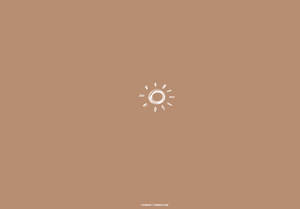 一個簡單的白色太陽圖標在陶土背景上。