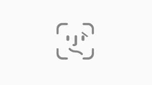 灰色線條相機圖示框住一個微笑的臉孔。 — 螢幕保護 壁紙