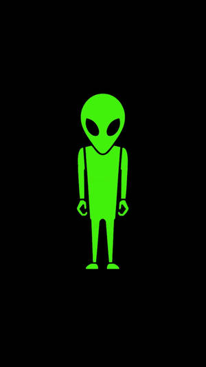 黑色背景上的發光綠色外星人輪廓