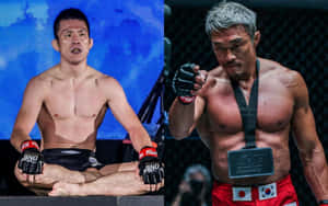 兩名MMA拳手，一人冥想，另一人準備戰鬥。 — 動漫打鬥 壁紙