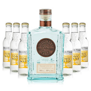 Brooklyn Gin 酒瓶與 Fever-Tree 湯力水樽排列在周圍。