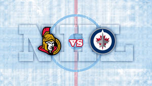 NHL 冰球對戰：渥太華參議員隊對溫尼伯噴射機隊，背景為裂冰紋理。