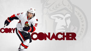 冰球運動員Cory Conacher穿着球隊裝備在比賽中。